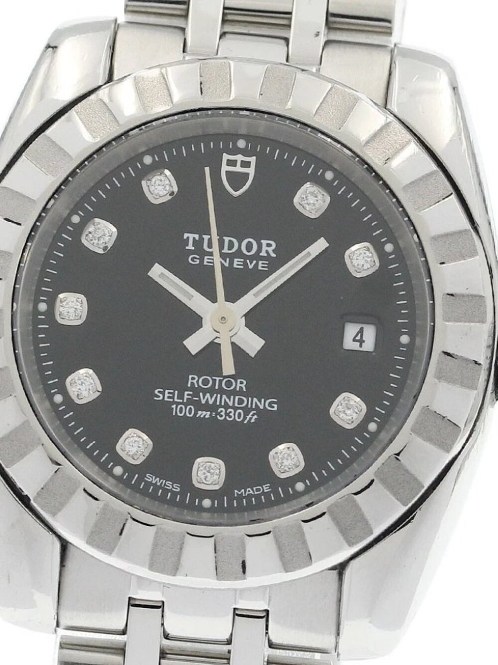 TUDOR Classic Date 22010 10P diamond Black Dial Automatic Ladies Watch_940370